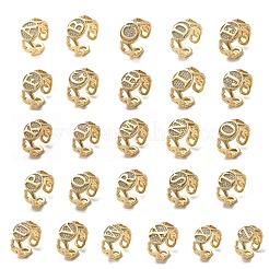 Brass Micro Pave Clear Cubic Zirconia Ooen Cuff Rings for Women&nbsp;RJEW-K289-02G