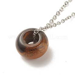 Gemstone Donut Pendant Necklace with 304 Stainless Steel Cable Chains for Women&nbsp;NJEW-JN03852-01