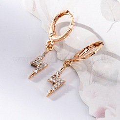 Brass Micro Pave Clear Cubic Zirconia Leverback Earrings&nbsp;EJEW-K300-22G