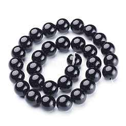 Natural Dyed & Heated Black Onyx Round Beads Strands&nbsp;X-GSR12mmC097