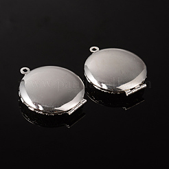Flat Round Brass Diffuser Locket Pendants&nbsp;ECF134-2S