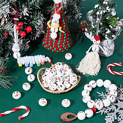 Christmas Printed Wood Beads&nbsp;WOOD-PH0003-24