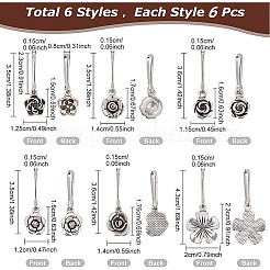 36Pcs 6 Style Alloy Flower Keychain&nbsp;HJEW-BC0001-23