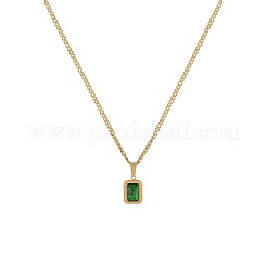 Alloy Emerald Rhinestone Rectangle Pendant Necklaces for Women&nbsp;FS-WGB43D7-01