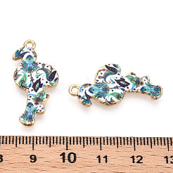 Printed Light Gold Tone Alloy Pendants&nbsp;ENAM-N056-210F