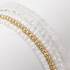 4Pcs 4 Style Natural White Jade & Glass Beaded Stretch Bracelets Set&nbsp;BJEW-JB09227