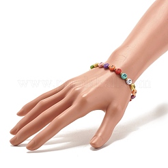 Flat Round with Letter Beaded Stretch Bracelet for Women&nbsp;BJEW-JB07553-01