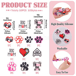 10Pcs 10 Styles Dog Paw Print Food Grade Eco-Friendly Silicone Beads&nbsp;SIL-TA0003-43