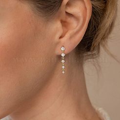 Flat Round Tassel Brass Micro Pave Clear Cubic Zirconia Stud Earrings&nbsp;FS-WG5D18E-01