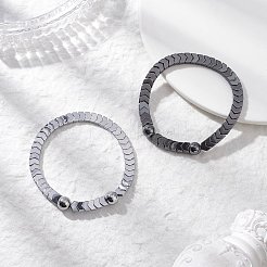 2Pcs Non-magnetic Synthetic Hematite Beads Stretch Bracelets&nbsp;BJEW-JB12593
