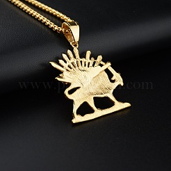 Lion and Sun 304 Stainless Steel Pendant Box Chain Necklaces&nbsp;FS-WG8084C-01
