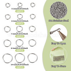 2000Pcs 5 Styles 304 Stainless Steel Open Jump Rings&nbsp;STAS-TA0003-06