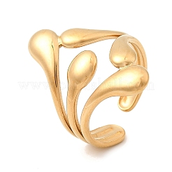 304 Stainless Steel Cuff Open Rings for Women&nbsp;RJEW-L342-09G