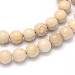Natural Riverstone Round Bead Strands&nbsp;G-O087-08-10mm