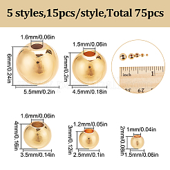 75Pcs 5 Styles Rack Plating Brass Spacer Beads&nbsp;KK-LP0001-07G