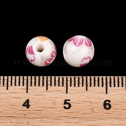 Floral Printed Porcelain Beads&nbsp;PORC-Q199-8mm-12
