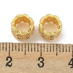 Rack Plating Brass Micro Pave Clear Cubic Zirconia European Beads&nbsp;KK-L215-321G