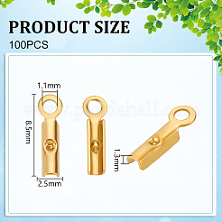 100Pcs Ion Plating(IP) 304 Stainless Steel Folding Crimp Cord Ends&nbsp;STAS-UN0061-66
