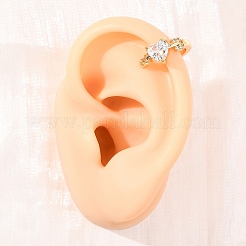 Heart Brass Micro Pave Clear Cubic Zirconia Cuff Earrings&nbsp;EJEW-H178-02G