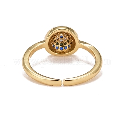 Colorful Cubic Zirconia Flat Round Open Cuff Ring&nbsp;RJEW-G251-02G
