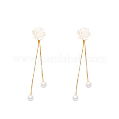 Rose Alloy Resin Tassel Stud Earrings&nbsp;FS-WG28E3C-01