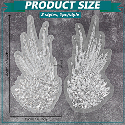 2Pcs 2 Styles Rhinestone Wings&nbsp;DIY-BC0015-90