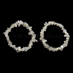 Natural White Moonstone Chip Beaded Stretch Bracelet&nbsp;G-H294-01B-05