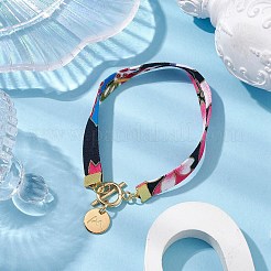 Ethnic Style Polyester Flower Printed Ribbon Bracelets&nbsp;BJEW-JB10495-01