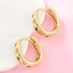 Brass Micro Pave Cubic Zirconia Hoop Earrings&nbsp;KK-CBA8324-01G