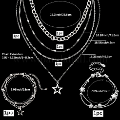 Alloy Pendant and Brass Chains Necklaces & Multi-strand Bracelets for Women&nbsp;SJEW-SC0001-06