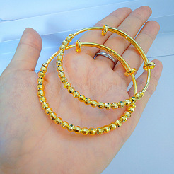Faceted Brass Round Beads Bangles for Women&nbsp;FS-WG38B73-01