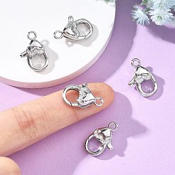 SHEGRACE Brass Micro Pave Clear Cubic Zirconia Lobster Claw Clasps&nbsp;XGRQ58424-754P