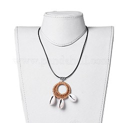 Cowrie Shell Pendant Necklaces&nbsp;NJEW-JN02312-01