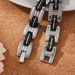 Great Valentines Day Gifts for Boyfriend 304 Stainless Steel Silicone Bracelets&nbsp;BJEW-I129-B