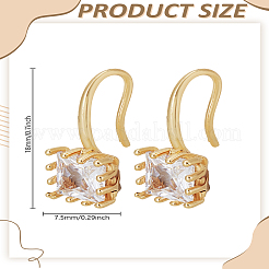 2Pcs Brass Cubic Zirconia Square Dangle Earrings&nbsp;EJEW-LP0007-019G-01