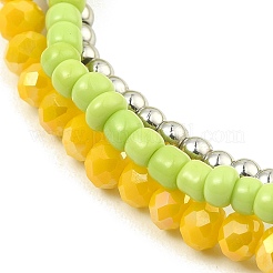 3Pcs 3 Colors Electroplate Glass & Shell Stretch Bracelets for Women&nbsp;BJEW-TA00381