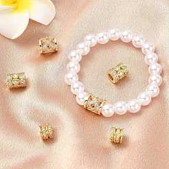 6Pcs 3 Styles Brass Pave Clear Cubic Zirconia European Beads&nbsp;KK-CJ0003-08