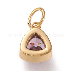 PVD Vacuum Plating 304 Stainless Steel Cubic Zirconia Pendant&nbsp;ZIRC-P080-A