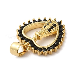 Rack Plating Brass Micro Pave Black Cubic Zirconia Pendants&nbsp;KK-F853-02G