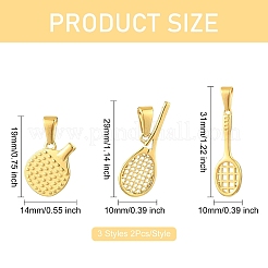 6Pcs 3 Styles Vacuum Plating 304 Stainless Steel Pendants&nbsp;STAS-CJ0002-46