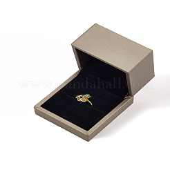 1Pc Imitation PU Leather Covered Wooden Jewelry Ring Boxes&nbsp;OBOX-LP0001-01A