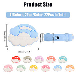 22Pcs 11 Colors Cloud & Rainbow Food Grade Eco-Friendly Silicone Focal Beads&nbsp;SIL-CA0002-94