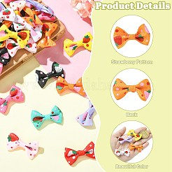 100Pcs 10 Colors Strawberry Pattern Ployester Bowknots Ornament Accessories&nbsp;AJEW-CJ0001-72