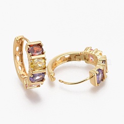 Brass Micro Pave Clear Cubic Zirconia Huggie Hoop Earrings&nbsp;EJEW-L231-46G