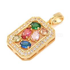 Brass Pave Colorful Cubic Zirconia Pendants&nbsp;KK-C264-14B-G