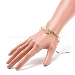 Cubic Zirconia Heart Charm Bracelet Brass Chains&nbsp;BJEW-JB08790