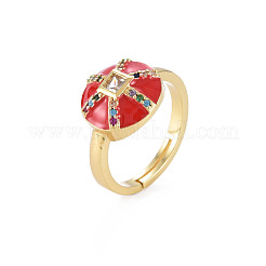 Adjustable Brass Micro Pave Colorful Cubic Zirconia Finger Rings&nbsp;RJEW-S044-159-NF