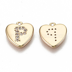 Brass Micro Pave Clear Cubic Zirconia Charms&nbsp;KK-N231-234P-NF