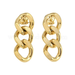 Curb Chain Style 304 Stainless Steel Dangle Stud Earrings&nbsp;EJEW-T052-01G