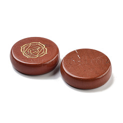 Natural Mixed Stone Flat Round with Chakra Sign Figurines Display Decorations&nbsp;DJEW-K025-01